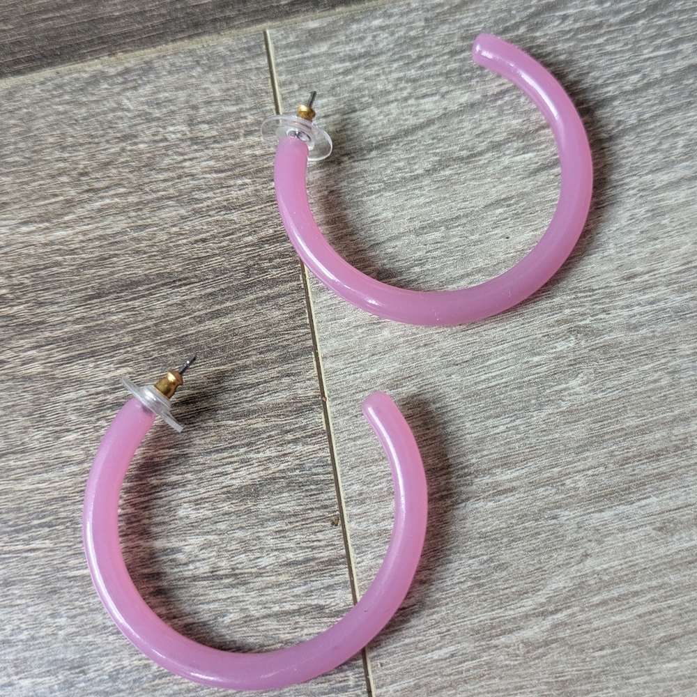 Source Unknown Pink Hoop Earrings